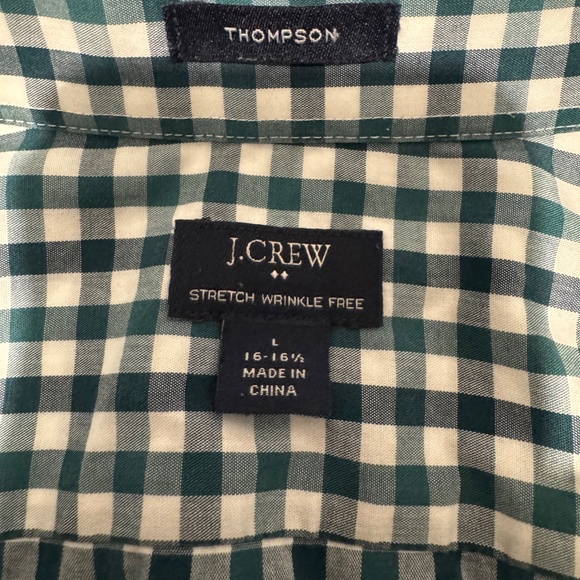green and white checkered mens long sleeve polo size large brand J. Crew - Picture 2 of 7